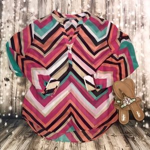 5/$25Boutique style colorful chevron sheer blouse
